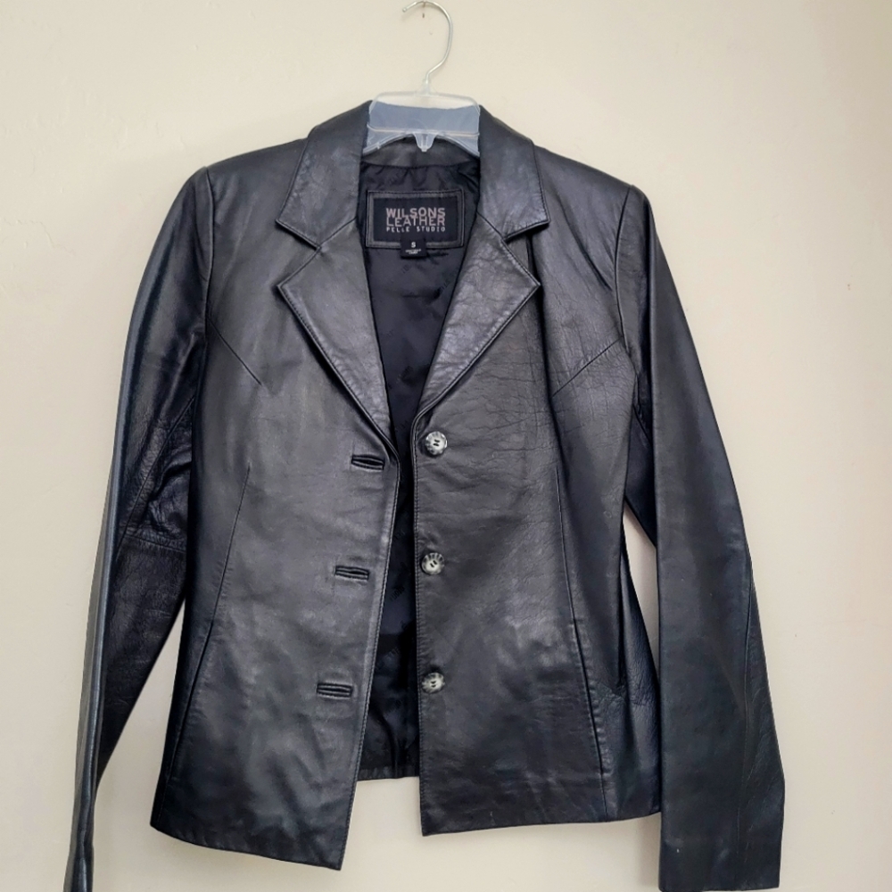 Vintage Pelle Studio Wilson Leather, Black, Jacket Blazer, Size small